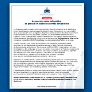 Homero Figueroa aclara equipo de prensa del presidente Abinader no es responsable de organización ni logística en eventos donde participa como invitado o cuando no son organizados por el Gobierno